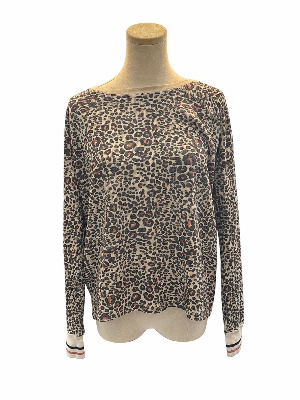 PJ Savage Leopard Print Oversized Knit Top Dolman Sleeve Animal Print